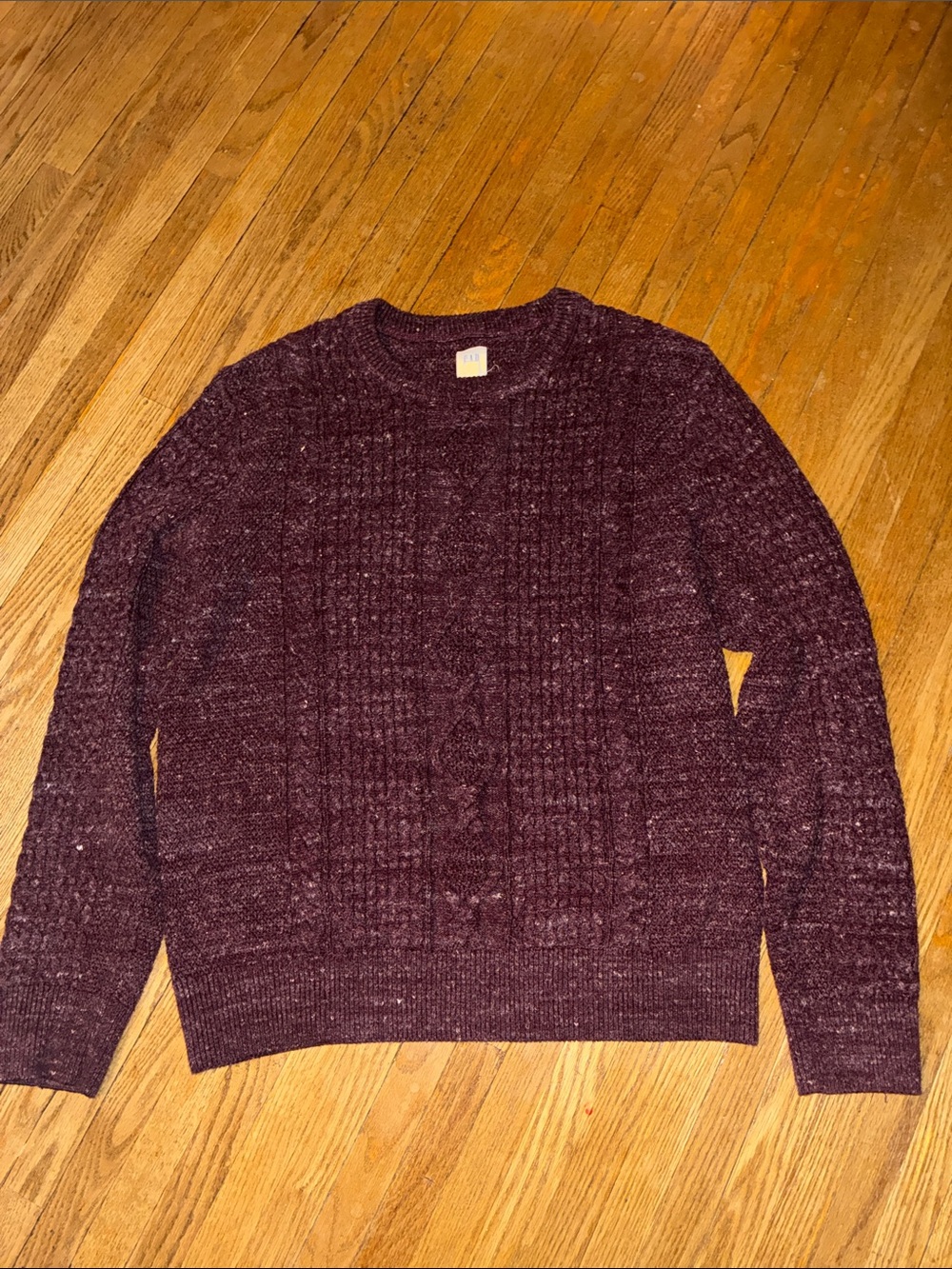 GAP Men's Maroon Cable-Knit Crewneck Sweater